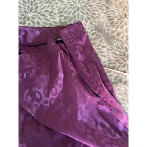 SheIn Satin Maxi Skirt size XS Purple Leopard High Rise A-Line Office Chic‎ Jewel Tone thumbnail 3