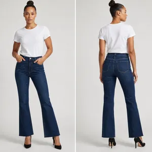 GAP Vintage Flare High Rise Jeans 31 12 Tall Dark Wash Rinsed Raw Hem‎ Stretch thumbnail 2