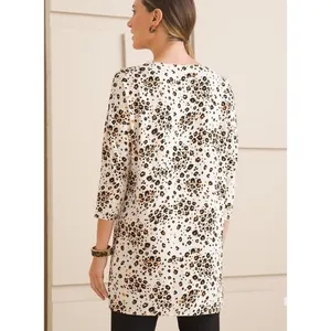 Chico's Touch of Cool Animal Print Wedge Tunic Size 2 Large Stretchy thumbnail 3