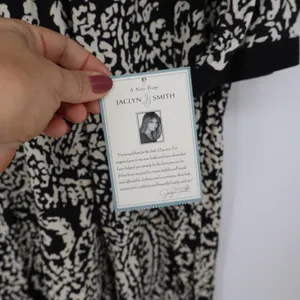 Jaclyn Smith Caftan Womens XL Black White Paisley V-Neck 3/4 Sleeve NEW thumbnail 3