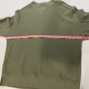 Aerie Ribbed Oversized Sweatshirt XS Green Crewneck Cozy Lounge Top thumbnail 4
