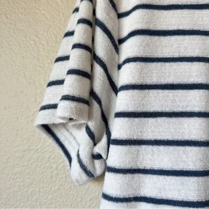Faherty Blue White Striped Terry Knit Short Sleeve Top Womens M Polo Casual thumbnail 2