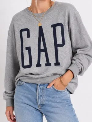 GAP Gray Logo Sweatshirt Size Small (Oversized Fit) Cozy Casual Athleisure thumbnail 1