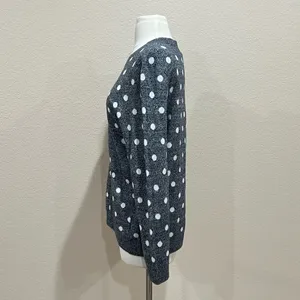 Charter Club Grey Marled Polka-Dot Sweater Size Large thumbnail 3