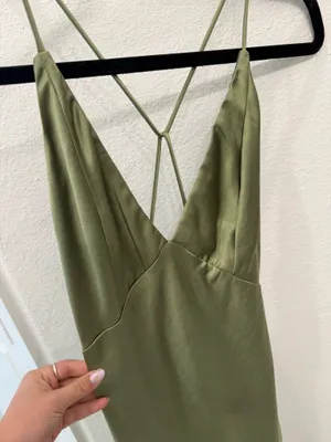 Hello Molly Midi Dress Green Satin thumbnail 2