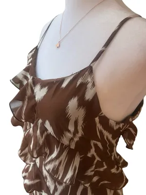 WDNY flowy tiered brown white tribal abstract wedding guest lined sundress NWT M thumbnail 3