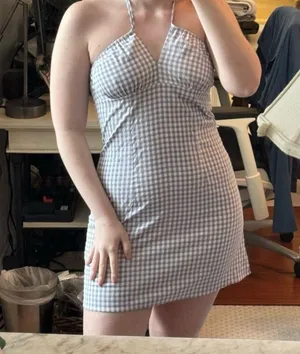 Cross Neck Plaid Lilac and White Mini Dress for Sorority Recruitment and LSU Game Days thumbnail 5