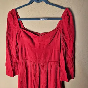 Reformation Womens Red Smocked Back Midi Dress‎ 0 thumbnail 3
