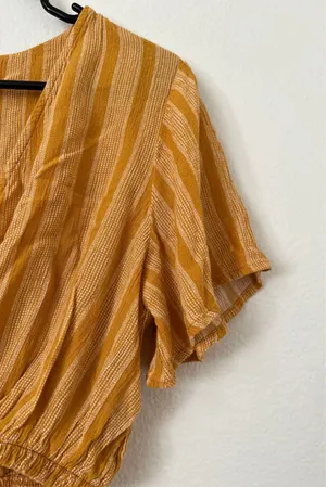 Forever 21 Golden Yellow Stripe Crop Blouse thumbnail 6