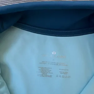 Thrive Societe Blocked Blue Spin Collared Crop Size Small thumbnail 3