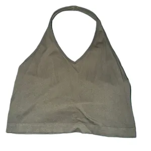 SO Olive Green Ribbed Halter Crop Top Women’s L Stretch Y2K Style thumbnail 1