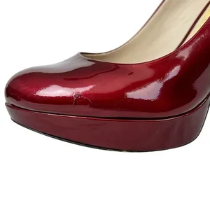Joan & David Flipp Dark Red Patent Leather‎ Platform Pumps Heels Size 7.5 thumbnail 8