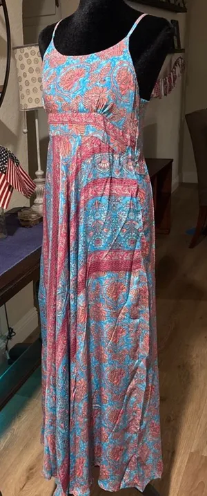Rhea Indian silk maxi dress thumbnail 1