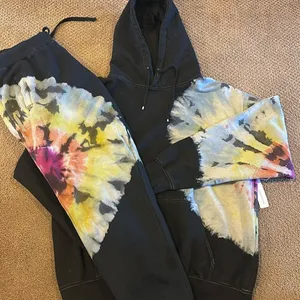 Six/Fifty Tie Dye Hoodie & Sweatpants Set Black Multicolor Size L NWT thumbnail 1