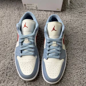 Nike Womens Air Jordan 1 Low Sail Dune Red Blue Grey DC0774-164 Size 12 thumbnail 2