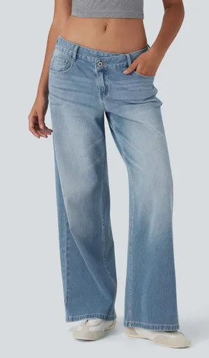 Halara Flex Asymmetric Low Rise Baggy Wide Leg Jeans Size Large (Ultra Tall) thumbnail 1