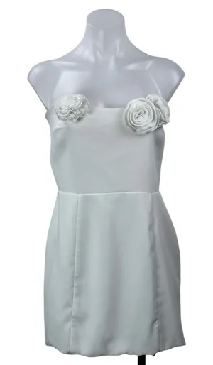 Amanda Uprichard White Floral 3D Strapless Bandeau Sheath Mini Dress Size S thumbnail 1