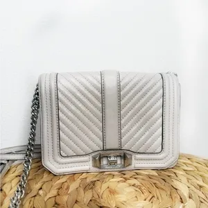Rebecca Minkoff Purse Chevron Quilted Small Love Crossbody in Perla Pale Grey thumbnail 2