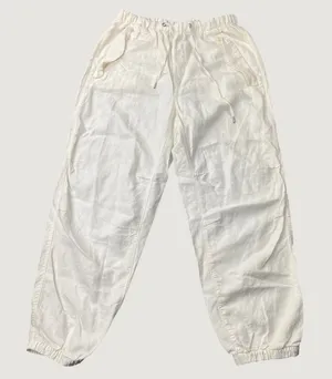 Gap Linen Cotton Jogger Pants S White Drawstring Elastic Waist Tapered Casual thumbnail 1