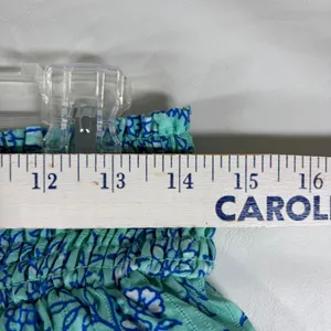 Roller Rabbit Teal Green Floral Block Print Tiered Cotton Mini Skirt Small thumbnail 5