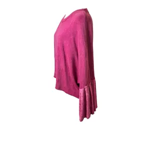 Free People Glorious Sweatshirt XS‎ Bell Velvet Sleeves Oversized Cropped Maroon thumbnail 6