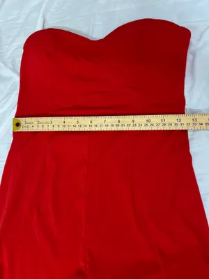 Miss Ord Red Strapless Mermaid Formal Gown Maxi Dress Slit Train - NWT Size S thumbnail 10