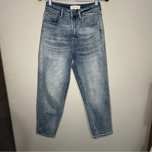 Risen High‎ Rise Tummy Control Crop Mom Denim Jeans thumbnail 4