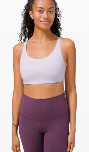 lululemon in alignment straight strap bra light support in lavender dew thumbnail 1