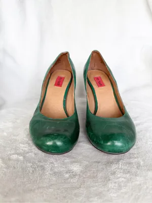 Miz Mooz Green Sunset Pumps Heels 6 Retro Round Toe Curved Heel Detailing thumbnail 4