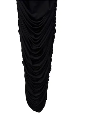 House of CB Fornarina Black Gathered Ruched Mesh Maxi Dress LG thumbnail 6