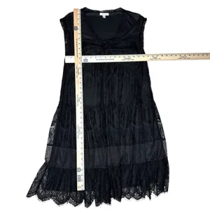 Garnet‎ Hill Babydoll Dress S Sheer Lace Overlay Bow Tie Whimsigoth Dark Fairy thumbnail 10
