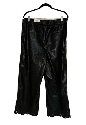 NWT Chico's Faux Leather Cutwork Hem Wide Leg Trousers Black US Size 16 thumbnail 8