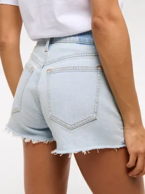 Abercrombie & Fitch The Mom Short Mid Rise Light Wash Distressed Size 27 thumbnail 2