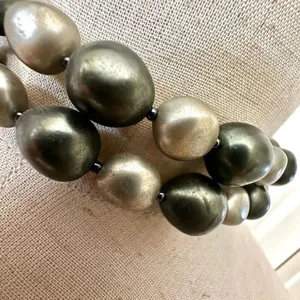 Trifari vintage grey faux pearl long necklace thumbnail 7