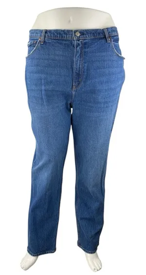 Abercrombie & Fitch The 90s Straight Women's Blue High Rise Denim Jeans Pants 35 thumbnail 1