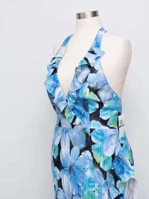 Dress the Population - Kathleen Floral Ruffle Halter Gown‎ thumbnail 10