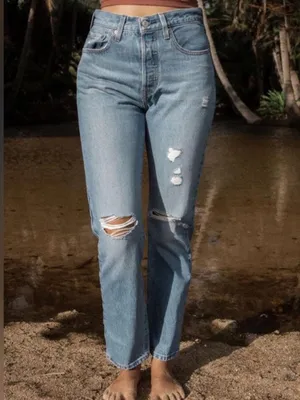 Levi's Premium 501 Taper Distressed Jeans Light Wash W28 L28 straight leg thumbnail 2
