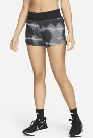 Nike Running Eclipse Dri-Fit Running Lined Shorts Women Black Tie Dye XL thumbnail 1