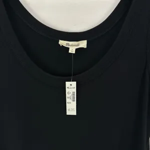 Madewell Mixed Poplin Scoopneck Maxi Dress Cotton A Line Minimalist Black M NWT thumbnail 9