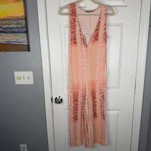 Sz S Tart $108 MSRP NWOT Rayon Peach Tie Die Jumpsuit thumbnail 2