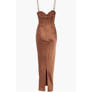 New!‎ House of CB Charmaine Corset Maxi Dress Brown Sz Large+ Cup $285 thumbnail 5