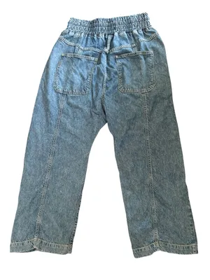 We The Free Arcadia Denim Harem Pants Jeans Blue Sz M Drawstring Relaxed Baggy thumbnail 4