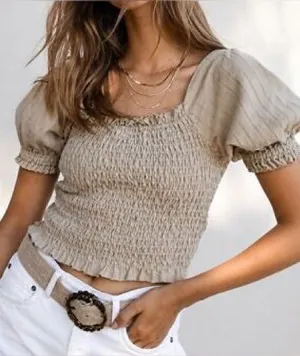 We The Free Suki Smocked Crop Top thumbnail 1