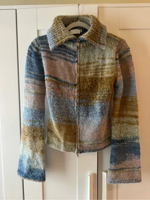 Striped Plush Teddy Zip Sweater thumbnail 1