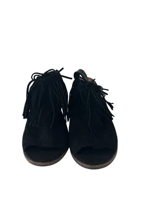 LUCKY BRAND Womens Liennah Black Fringe Heels Size 8 thumbnail 4