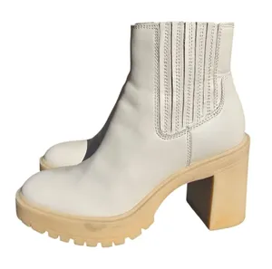 Dolce Vita Caster Ivory Leather Platform‎ Lug Sole Block Heel Chelsea Boots 8.5 thumbnail 1