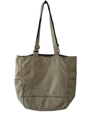 Valentino Viscani Nylon Tote Bag Travel Career Beige Zip Close Double Handle thumbnail 1