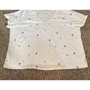Old Navy Women's Everyday V Neck Cat Moon White Short Sleeve‎ Tee Size XL thumbnail 7