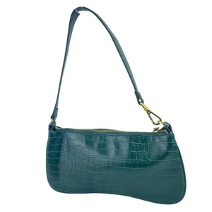 JW Pei Eva Women's Dark Green Croc Vegan Leather Zip Shoulder Bag Handbag OS thumbnail 3