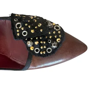 Prada Vintage Brown Leather Studded Grommet Bow Pumps Pointed Toe IT40 9.5 thumbnail 13